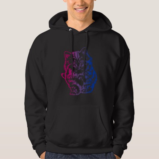 Bi Pride Subtle Cat LGBTQ Bisexual LGBT Gay Pride Hoodie (Voorkant)