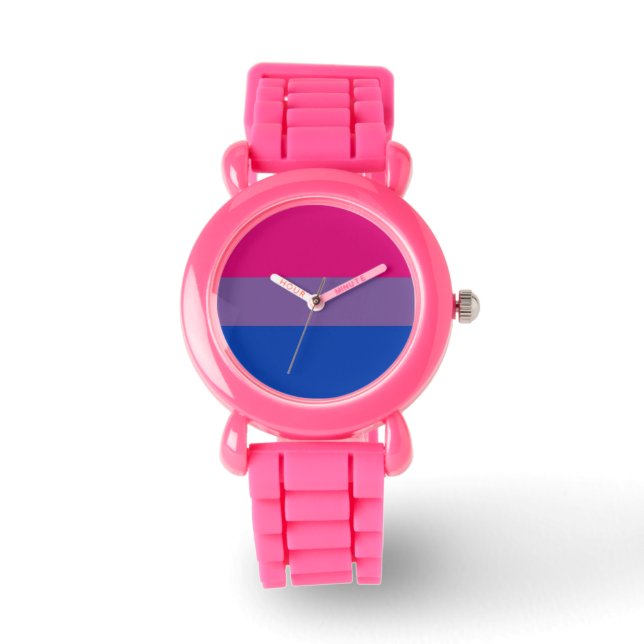 Bi Pride Vlag Horloge (Roze Glitter) (Voorkant)