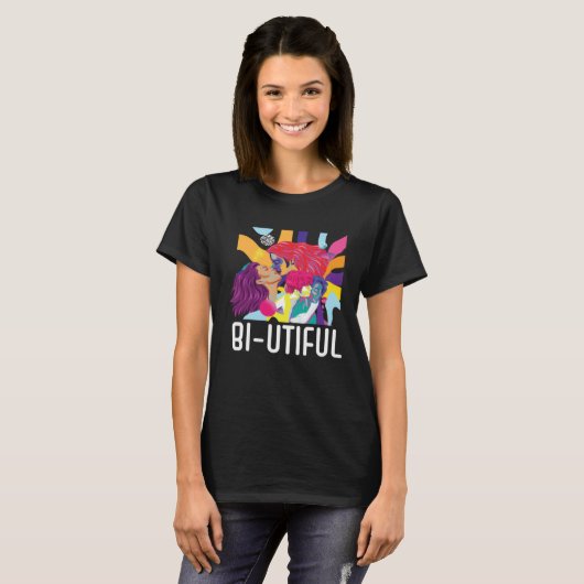 Bi Utiful Bisexual Rainbow Pride Bisexuality LGBTQ T-shirt (Voorkant volledig)