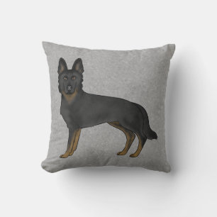 Bi-zwarte Duitse herder Cute Cartoon-hond Grijs Kussen