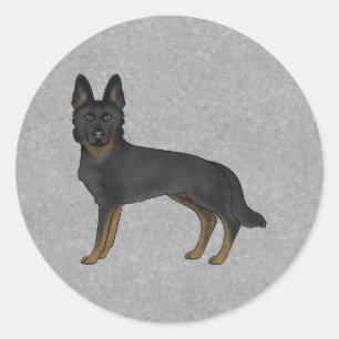 Bi-zwarte Duitse herder Mooie Cartoon Hond Grijs Ronde Sticker