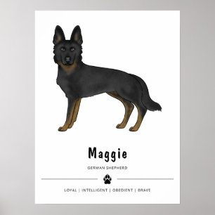 Bi-zwarte Duitse herder Mopshond en aangepaste tek Poster