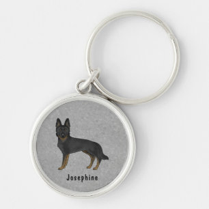 Bi-zwarte Duitse Herdershond GSD Hond Met Aangepas Sleutelhanger