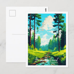 Bialowieza Forest Polen vintage reisplaats Briefkaart