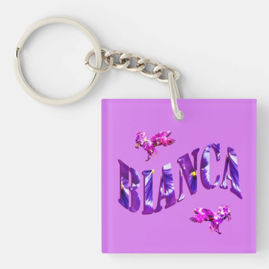 Bianca, Floral Dames Name Logo, Sleutelhanger (voorkant)