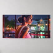 Bianca wacht op vrienden in een café poster (Voorkant)