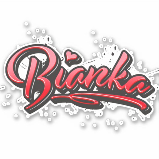 Bianka red Heart Graffiti Aufkleber Sticker (Voorkant)