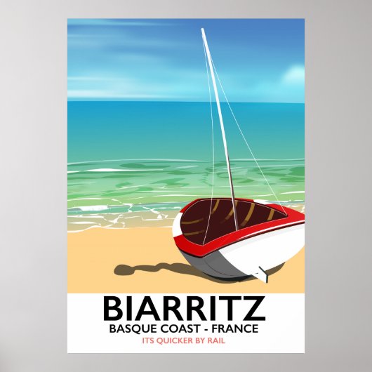 Biarritz France Beach reisposter Poster (Voorkant)