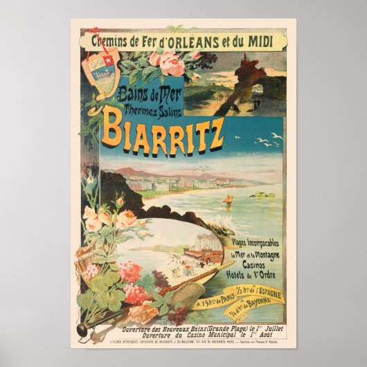 Biarritz France Vintage Poster 1897 (Voorkant)