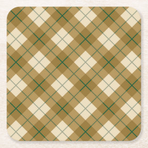 Bias Pset in Gold met Green Stripe Vierkante Kartonnen Onderzetter