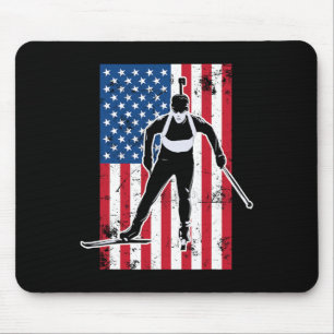 Biathlon American Flag 2 USA Gift - Biathlon Team Muismat