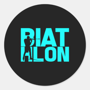 Biathlon Biatleet Skiën Schieten voor Mannen Vrouw Ronde Sticker