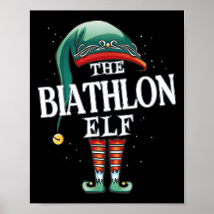 Biathlon Elf Kerstgroep Xmas Pajama Party Poster