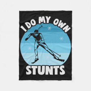 Biathlon Ik doe mijn eigen stunts langlaufer Fleece Deken