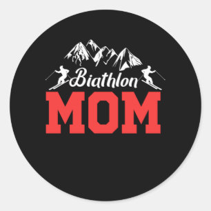 Biathlon mam Skiing Ski Winter Sports Gift Ronde Sticker