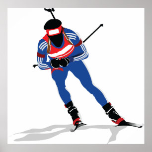Biatlon Athlete op ski's Poster