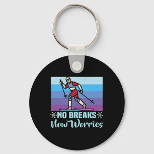 Biatlon No Breaks No Worries Cross Country Skier Sleutelhanger