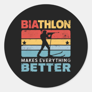 Biatlon Winter Sport Skiën Riffle Schieten Bad Ronde Sticker