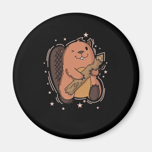 Biber mit zegen Holz Magneet (Voorkant)