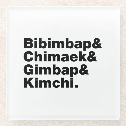 Bibimbap & Chimaek & Gimbap & Kimchi. Koreaanse vo Glazen Onderzetter (Voorkant)