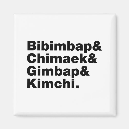 Bibimbap & Chimaek & Gimbap & Kimchi. Koreaanse vo Magneet (Voorkant)