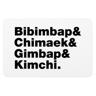 Bibimbap & Chimaek & Gimbap & Kimchi. Koreaanse vo Magneet