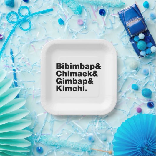 Bibimbap & Chimaek & Gimbap & Kimchi. Koreaanse vo Papieren Bordje (Feest)