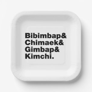 Bibimbap & Chimaek & Gimbap & Kimchi. Koreaanse vo Papieren Bordje