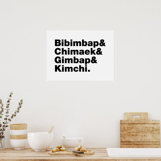 Bibimbap & Chimaek & Gimbap & Kimchi. Koreaanse vo Poster (Keuken)