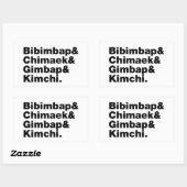 Bibimbap & Chimaek & Gimbap & Kimchi. Koreaanse vo Rechthoekige Sticker (Vel)