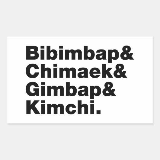 Bibimbap & Chimaek & Gimbap & Kimchi. Koreaanse vo Rechthoekige Sticker (Voorkant)