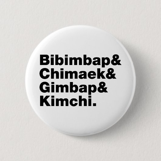 Bibimbap & Chimaek & Gimbap & Kimchi. Koreaanse vo Ronde Button 5,7 Cm (Voorkant)