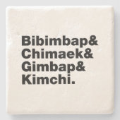 Bibimbap & Chimaek & Gimbap & Kimchi. Koreaanse vo Stenen Onderzetter (Voorkant)