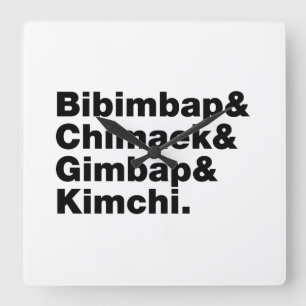 Bibimbap & Chimaek & Gimbap & Kimchi. Koreaanse vo Vierkante Klok
