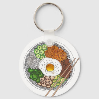 Bibimbap Koreaans eten Koken Keuken Rijst Ei Schot Sleutelhanger