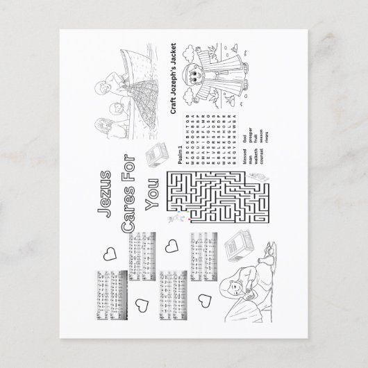 Bible Activities Printable to laminate as placemat Flyer (Voorkant)