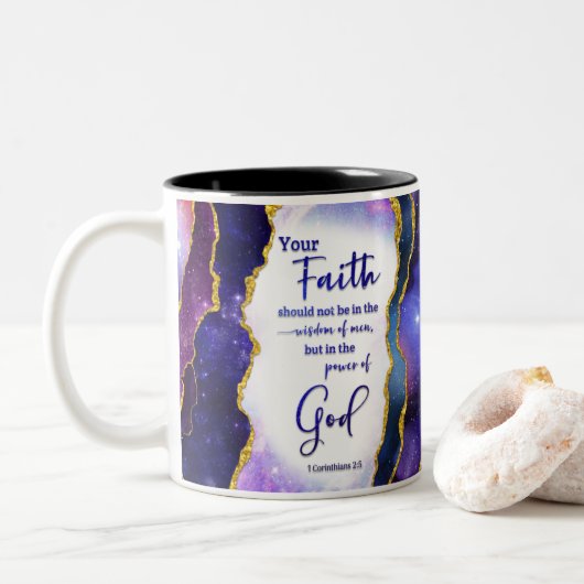 Bible chrétienne Verse Mug café à deux tons (Avec donut)