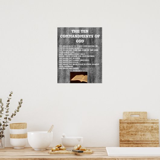 Bible Écriture Dieu 10 Commandements Poster du mur (Cuisine)