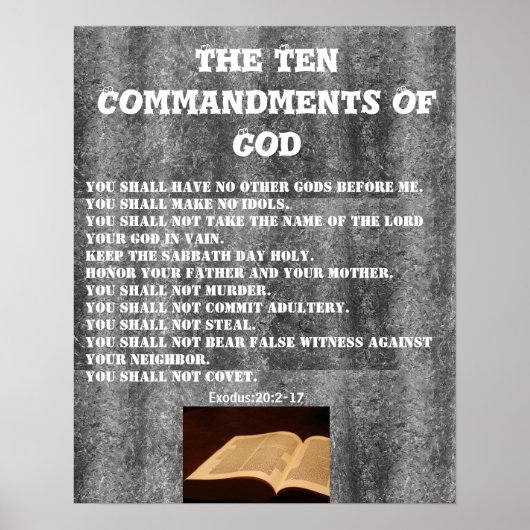 Bible Écriture Dieu 10 Commandements Poster du mur (Devant)