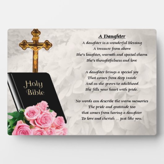 Bible et Rose - Plaque poème fille (Devant)