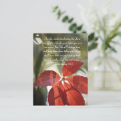 Bible passage, feuille d'automne rouge carte posta (Debout devant)