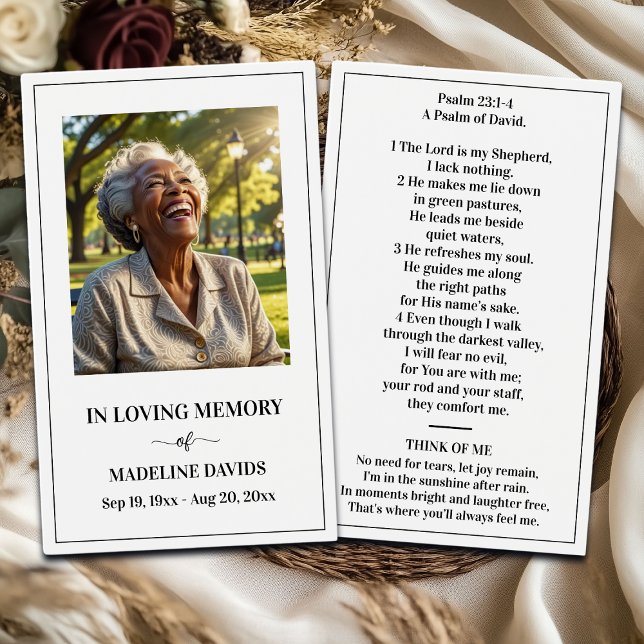 Bible Psalm Memorial Photo Prayer Card (Créateur téléchargé)