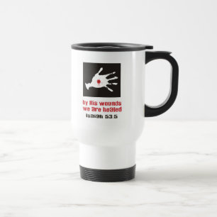 Bible Quote Travel Mug, met zijn wonden, zijn we o Reisbeker
