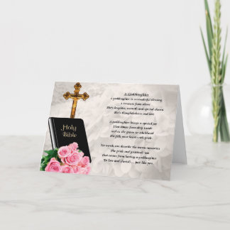 Bible & Roses Goddaughter Poem Greeting Card Kaart