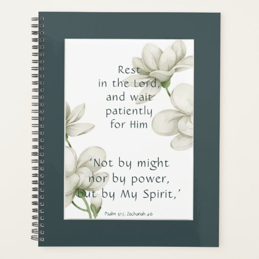 Bible Scripture Encouragement Quotes White Flower  Planner (Voorkant)