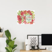 Bible Scripture Jeremiah Pink Hollyhocks Garden Poster (Thuiskantoor)