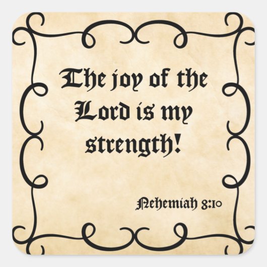 BIBLE SCRIPTURE "JOY OF THE LORD" VIERKANTE STICKER (Voorkant)