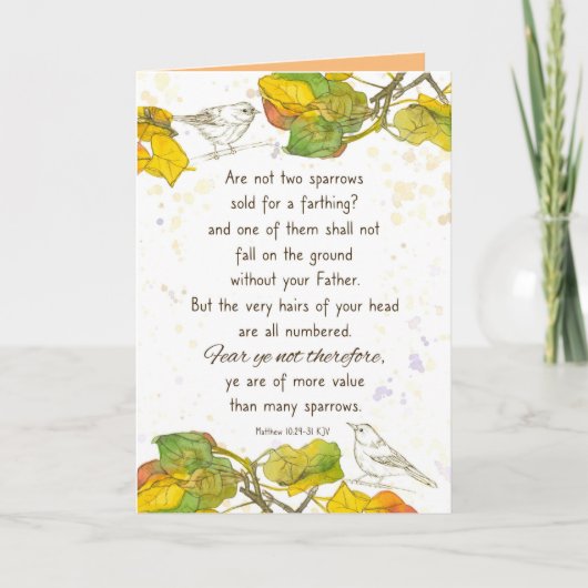 Bible Scripture Matthew 10 29 Two Sparrows  Kaart (Voorkant)