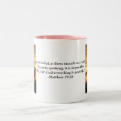 Bible Verse Coffee Mug Pink - Matthew 19:26 (Centre)