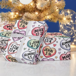 Bible Verse Cute Hearts Christmas Cadeaupapier